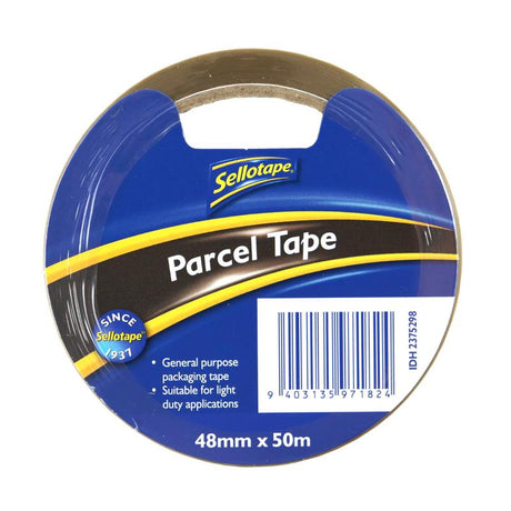 Durable brown parcel tape 48mm wide, perfect for sealing boxes and packaging with strong adhesive for secure shipping.