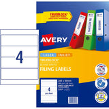 Avery Label L7171 Lever Arch 4up 25 Sheets 200x60mm