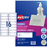 Avery Label L7562-25 Clear 16up 25 Sheets 99x34mm