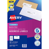 Avery Label L7651 Quick Peel White 65up 25 Sheets 38x21mm