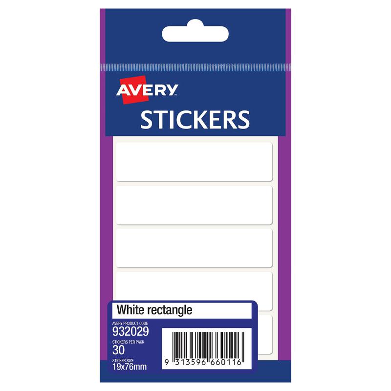 Avery Label White Rectangle 19x76mm 6up 5 Sheets