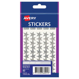 Avery Label Stars Small Silver 90 Pack