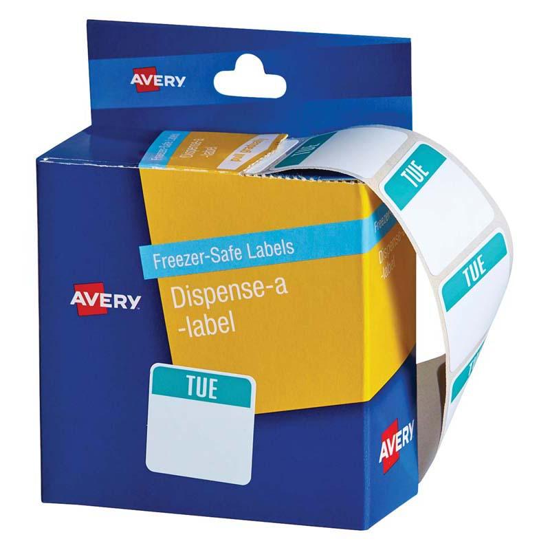 Avery Label Dispenser Tuesday Freezer Safe 24x24mm 100 Pack