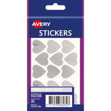 Avery Label Hearts Silver Medium 30 Pack