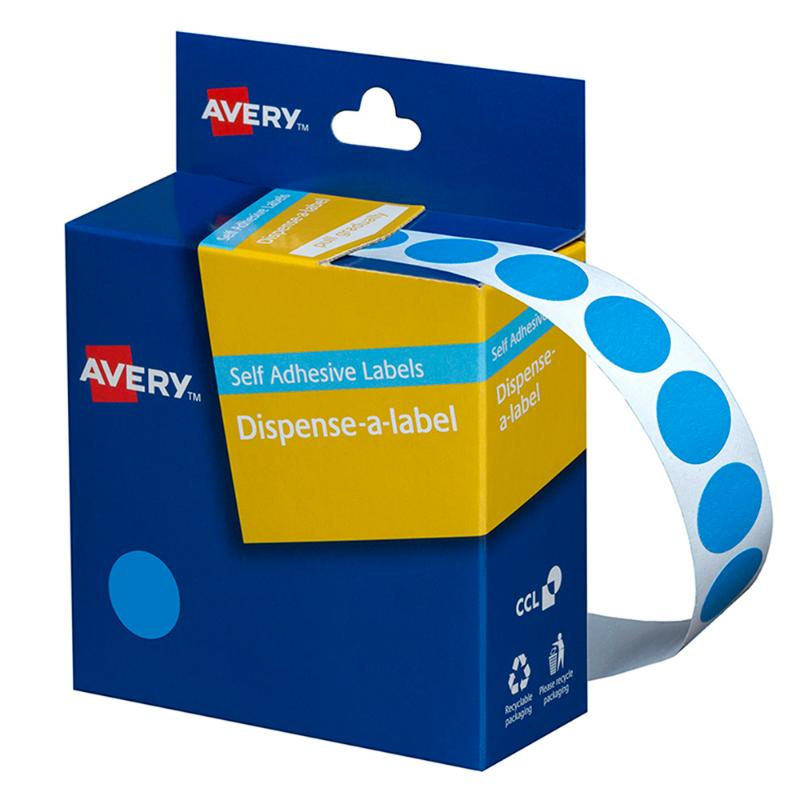 Avery Label Dispenser DMC14LB Light Blue Round 14mm 1050 Pack