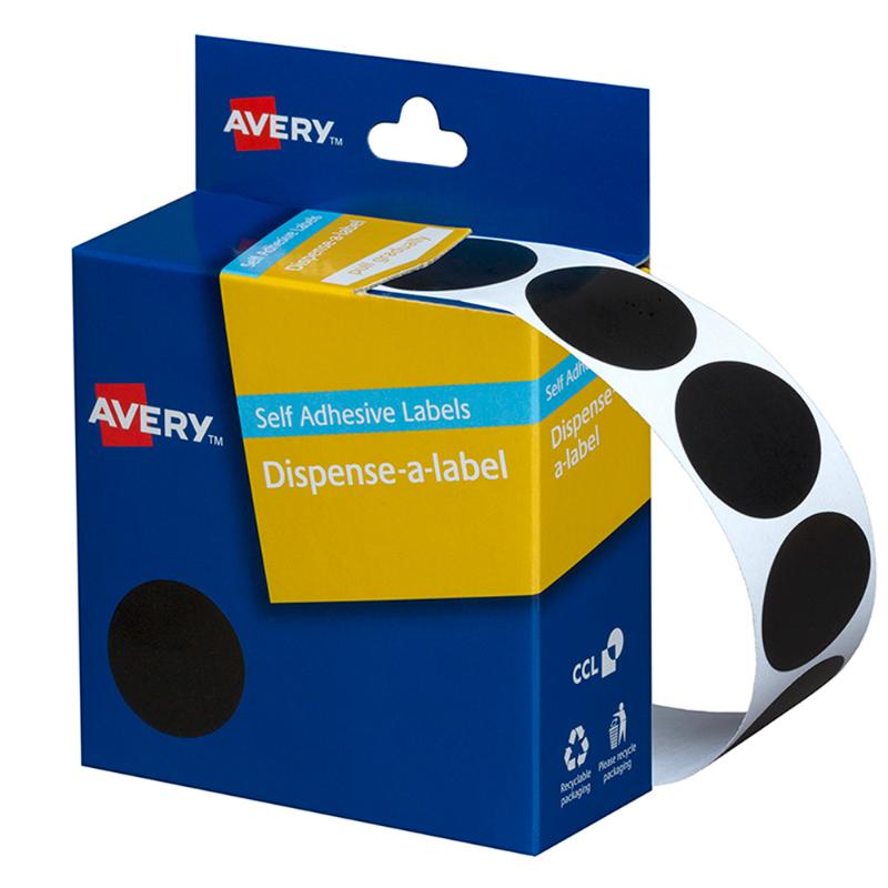 Avery Label Dispenser DMC24BL Black Round 24mm 500 Pack