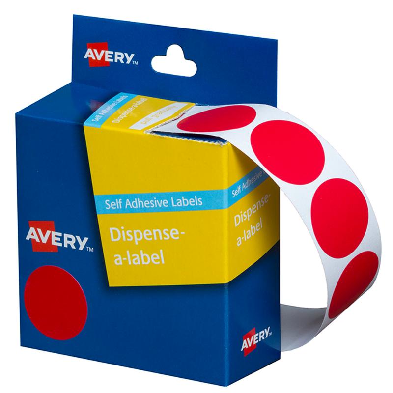 Avery Label Dispenser DMC24R Red Round 24mm 500 Pack