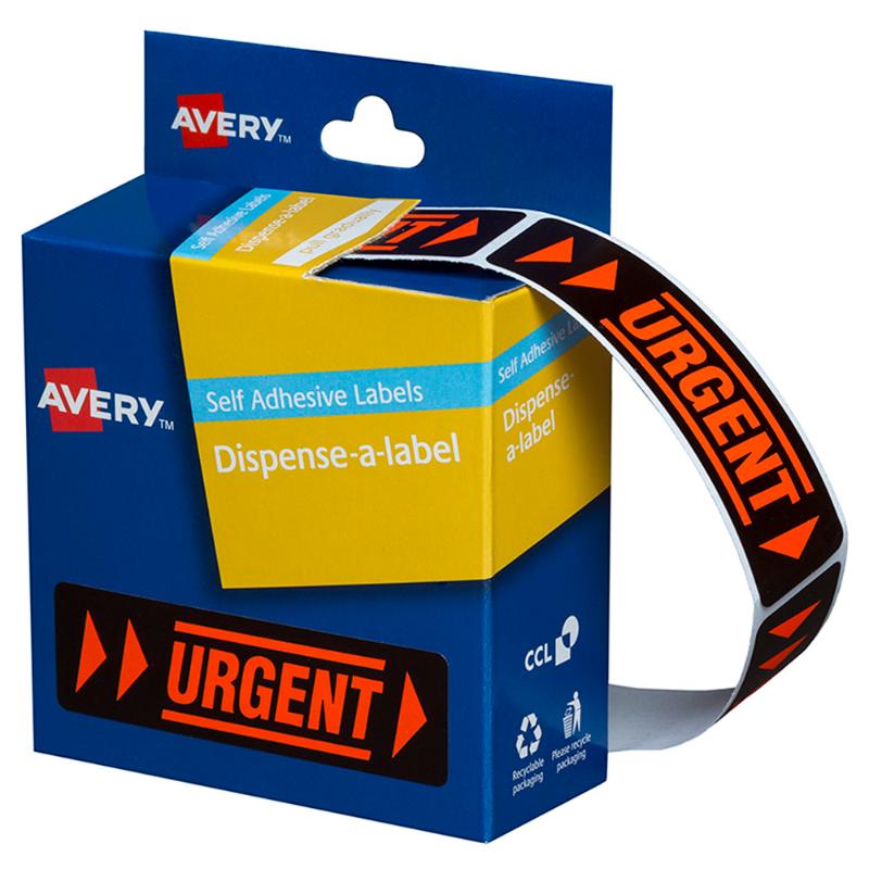 Avery Label Dispenser DMR1964UR Urgent 19x64mm 125 Pack