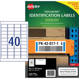 Avery Triplebond Label L6140 White Laser 45.7x25.4mm 40up 10 Sheets