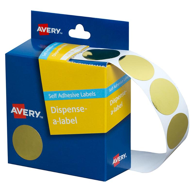 Avery Label Dispenser DMC24GO Gold Round 24mm 250 Pack