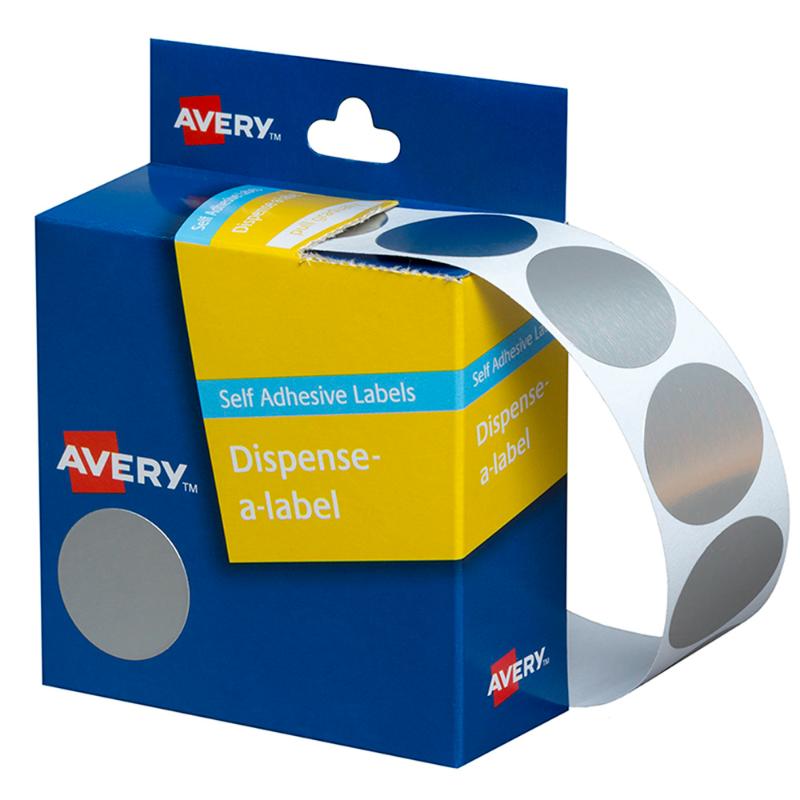 Avery Label Dispenser DMC24SI Silver Round 24mm 250 Pack