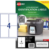 Avery Ultra Resistant ID Label L7915 White Laser 99.1x139mm 4up 10 Sheets