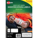 Avery Heavy Duty ID Labels J4773, durable white inkjet labels, 64x33.8mm, tear-proof and water-resistant for tough applications.