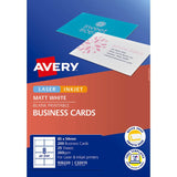 Avery Business Cards Inkjet 8up C32015: 200 customizable, double-sided cards on premium sheets for effective networking.