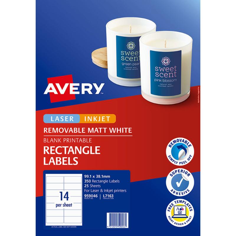 Avery Label L7163 Rev-25 99.1x38.1 14up 25 Sheets