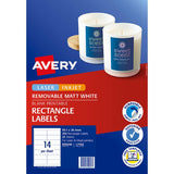 Avery Label L7163 Rev-25 99.1x38.1 14up 25 Sheets