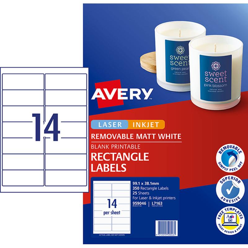 Avery Label L7163 Rev-25 99.1x38.1 14up 25 Sheets