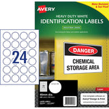 Avery Heavy Duty ID Label L6112 White Laser 40mm 24up 10 Sheets