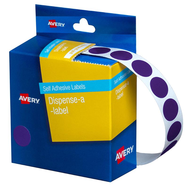 Avery Label Dispenser DMC14PU Purple Round 14mm 1050 Pack