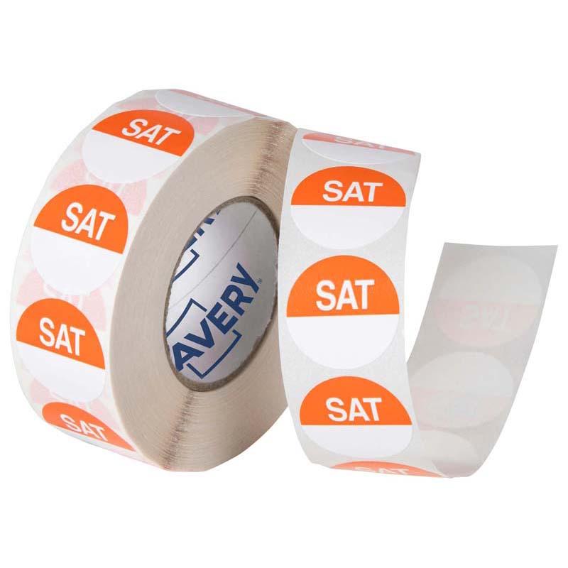 Avery Labels Saturday Round Day 24mm Orange White 1000 Roll