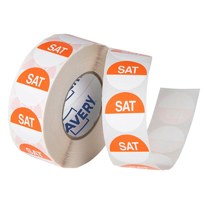 Avery Labels Saturday Round Day 24mm Orange White 1000 Roll