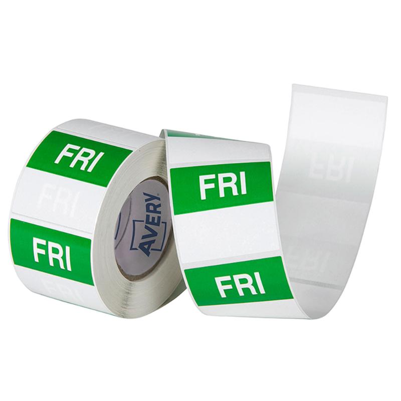 Avery Labels Friday Square Day 40x40mm Green White 500 Roll