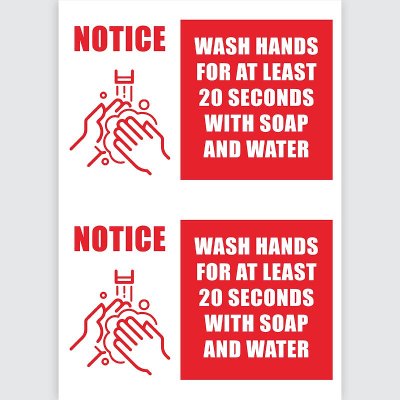 Avery Pre-Printed Self-Adhesive Sign Wash your Hands A4 2up 5 Sheets