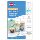 Avery Kitchen & Home Gift Labels Pastel Assorted 10up 4 Sheets