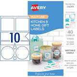 Avery Kitchen & Home Gift Labels Pastel Assorted 10up 4 Sheets