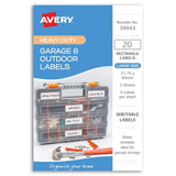 Avery Garage & Outdoor Labels 31x89mm 4up 5 Sheets