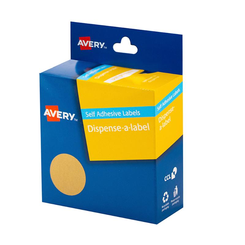 Avery Label Dispenser Kraft Round 24mm 400 Pack