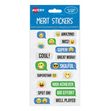 Colorful emoji merit stickers for celebrating children's achievements, ideal for teachers and parents, eco-friendly materials.