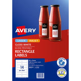 Avery Label L7123 Rectangular Glossy Label 14up 10 Sheets 80x35mm