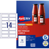 Avery Label L7123 Rectangular Glossy Label 14up 10 Sheets 80x35mm