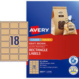 Avery Label L7110 Rectangular Kraft 18up 15 Sheets 62x42mm