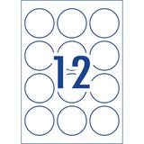 Avery Label L7104REV Round White 60mm 12up 10 Sheets