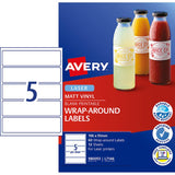 Avery Label L7146 Wrapround White Durable Laser 196x51mm 5up 12 Sheets