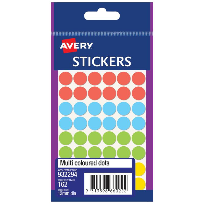 Colorful 12mm dot stickers in assorted colors for organizing, labeling, and crafting, perfect for office and personal use.