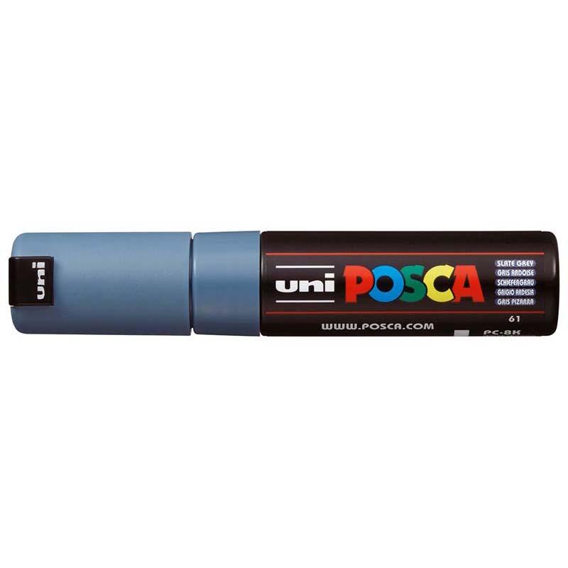 Uni Posca Marker 8.0mm in Slate Grey, featuring a bold chisel tip for versatile art and crafts on various surfaces.