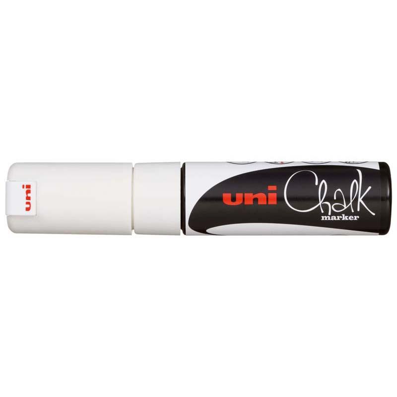 Uni Chalk Marker 8.0mm Chisel Tip White PWE-8K