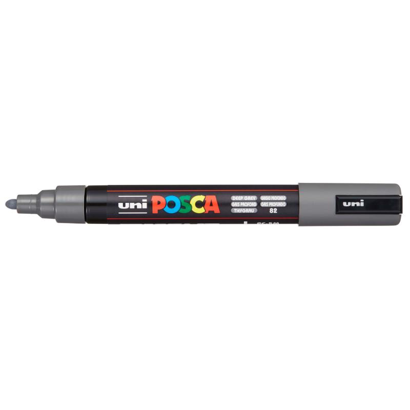 Uni Posca Marker in deep grey, 1.8-2.5mm tip, ideal for detailed art on various surfaces with vibrant, opaque coverage.