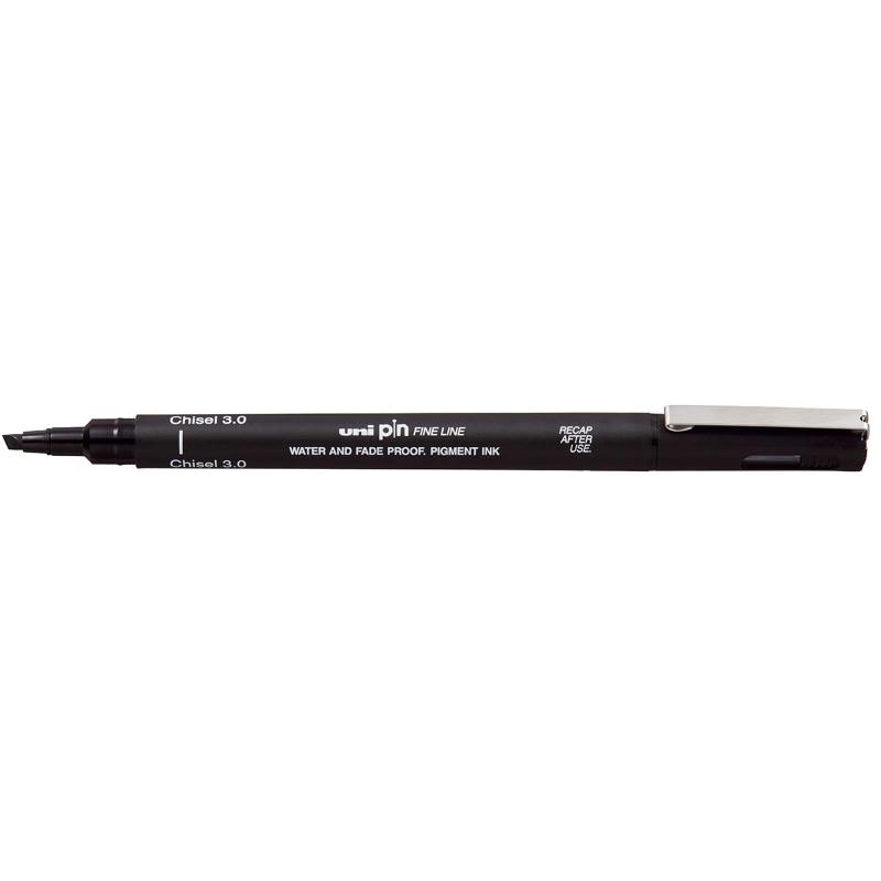 Uni Pin Fineline Permanent 3.0mm Chisel Tip Black