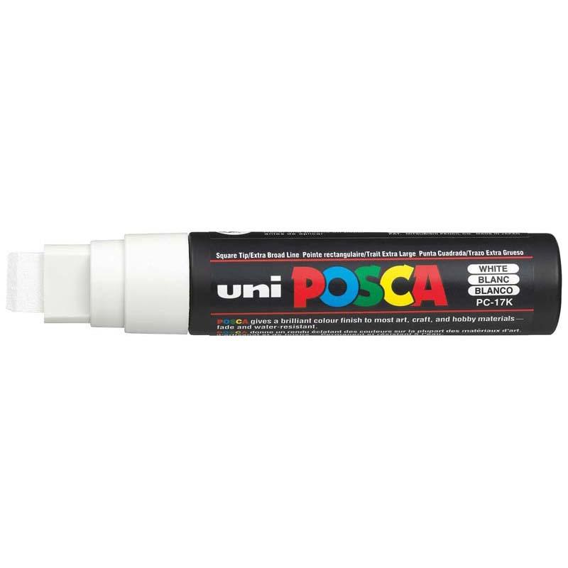 Uni Posca Marker 15.0mm Extra-Broad Chisel White PC-17K