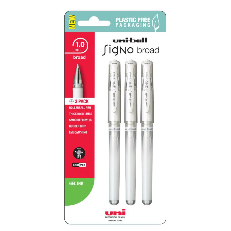 Uni Signo Broad 1.00mm White Hangsell 3pk