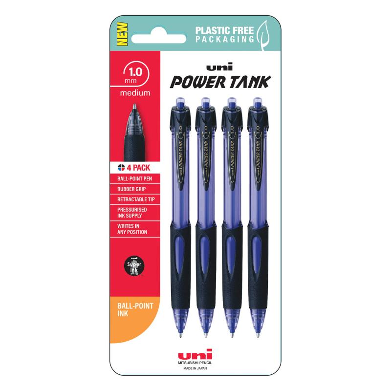 Uni PowerTank 1.0mm Retractable Blue Hangsell Pk4