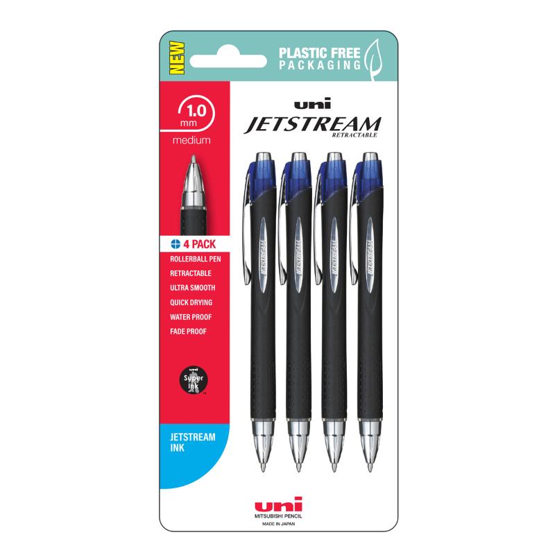 Uni Jetstream 1.0mm Medium Retractable Blue Hangsell Pk4