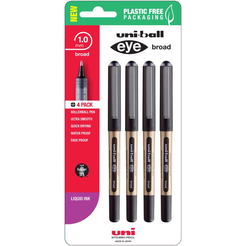 Uni Eye 1.0mm Broad Capped Black Hangsell Pk4