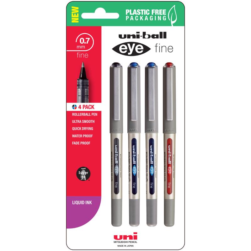 Uni Eye 0.7mm Fine Capped Assorted Hangsell Pk4