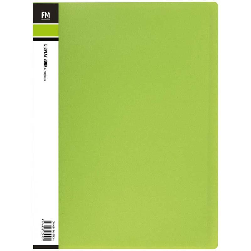 FM Display Book Vivid A4 Lime Green 20 Pocket