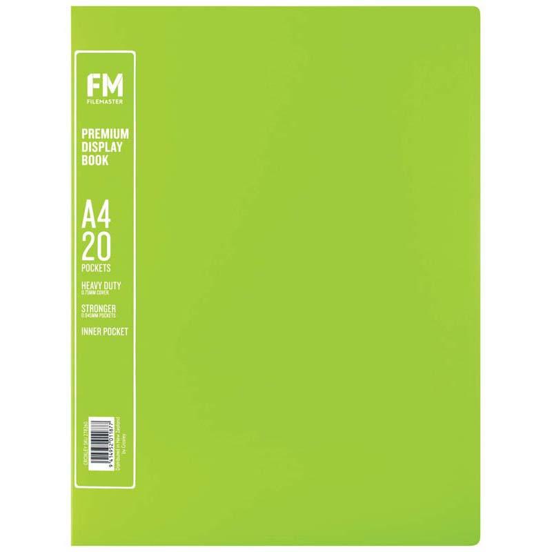 FM A4 Premium Display Book 20 Pocket Lime Green